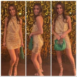 Gold Sequin Mini Dress
